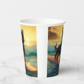 Affenpinscher Strand Surfen Schilderij Papieren Bekers (Rechts)