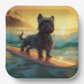 Affenpinscher Strand Surfen Schilderij Papieren Bordje (Voorkant)