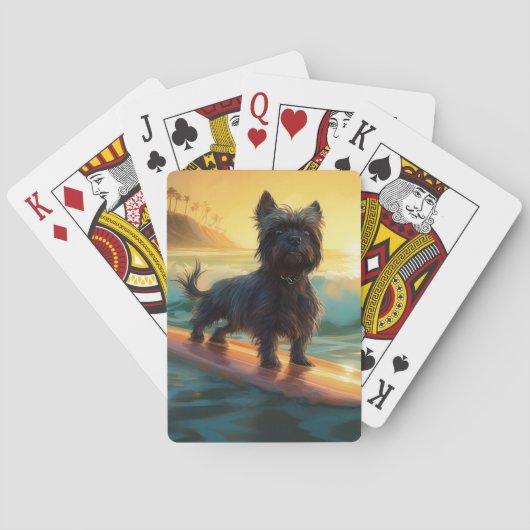 Affenpinscher Strand Surfen Schilderij Pokerkaarten (Achterkant)