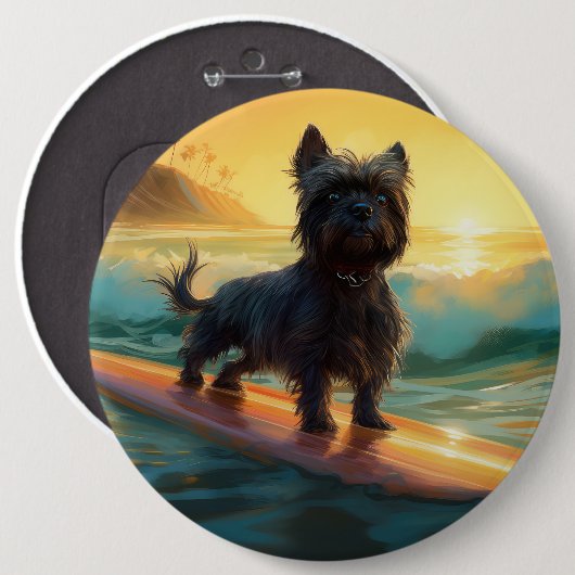 Affenpinscher Strand Surfen Schilderij Ronde Button 6,0 Cm (Voorkant /achterkant)