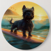 Affenpinscher Strand Surfen Schilderij Ronde Button 6,0 Cm (Voorkant)