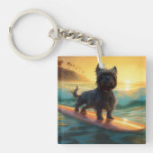 Affenpinscher Strand Surfen Schilderij Sleutelhanger (Voorkant)