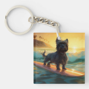 Affenpinscher Strand Surfen Schilderij Sleutelhanger