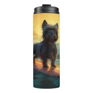 Affenpinscher Strand Surfen Schilderij Thermosbeker