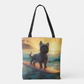 Affenpinscher Strand Surfen Schilderij Tote Bag (Achterkant)