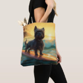 Affenpinscher Strand Surfen Schilderij Tote Bag (Dichtbij)
