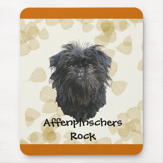 Affenpinscher Tan Leaves Motiff Muismat (Voorkant)