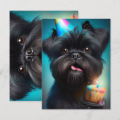 Affenpinscher viert Birthday Balloons cake Briefkaart (Voorkant / Achterkant)