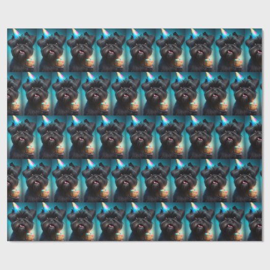 Affenpinscher viert Birthday Balloons cake Cadeaupapier (Vlak)