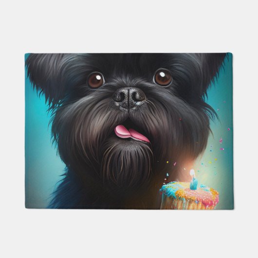 Affenpinscher viert Birthday Balloons cake Deurmat (Voorkant)