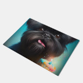 Affenpinscher viert Birthday Balloons cake Deurmat (Schuin)