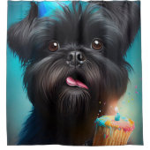 Affenpinscher viert Birthday Balloons cake Douchegordijn (Voorkant)