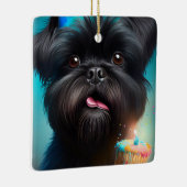 Affenpinscher viert Birthday Balloons cake Keramisch Ornament (Rechts)