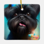 Affenpinscher viert Birthday Balloons cake Keramisch Ornament (Voorkant)