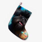 Affenpinscher viert Birthday Balloons cake Kleine Kerstsok (Voorkant (Hangend))