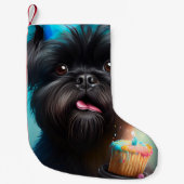 Affenpinscher viert Birthday Balloons cake Kleine Kerstsok (Voorkant)