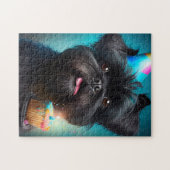 Affenpinscher viert Birthday Balloons cake Legpuzzel (Horizontaal)