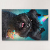 Affenpinscher viert Birthday Balloons cake Legpuzzel (Horizontaal)