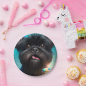 Affenpinscher viert Birthday Balloons cake Papieren Bordje (Feest)