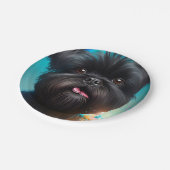 Affenpinscher viert Birthday Balloons cake Papieren Bordje (Gekanteld)