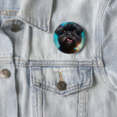 Affenpinscher viert Birthday Balloons cake Ronde Button 5,7 Cm (In situ)