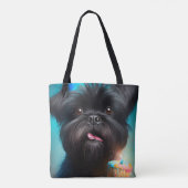 Affenpinscher viert Birthday Balloons cake Tote Bag (Achterkant)