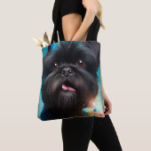 Affenpinscher viert Birthday Balloons cake Tote Bag (Dichtbij)