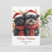 Affenpinscher Waterverf Kerst Minimal Feestdagenkaart (Staand voorkant)