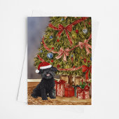 Affenpinscher Waterverf onder de kerstboom Kaart