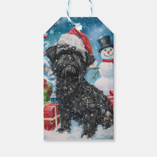 Affenpinscher Winter Wonderland Kerstvreugde Cadeaulabel (Voorkant)