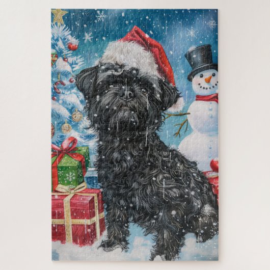 Affenpinscher Winter Wonderland Kerstvreugde Legpuzzel (Verticaal)