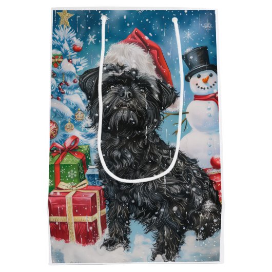 Affenpinscher Winter Wonderland Kerstvreugde Medium Cadeauzakje (Achterkant)