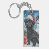 Affenpinscher Winter Wonderland Kerstvreugde Sleutelhanger (Voorkant Links)