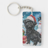 Affenpinscher Winter Wonderland Kerstvreugde Sleutelhanger (Voorkant)