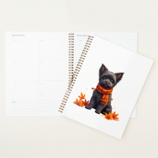 Affenpinscher With Heart Made Of Autumn Leaves Planner (Display)