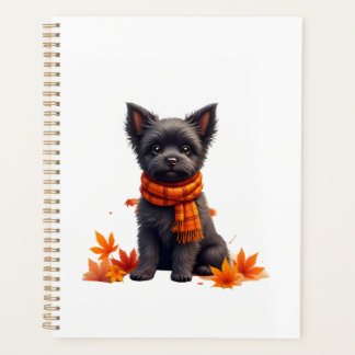 Affenpinscher With Heart Made Of Autumn Leaves Planner