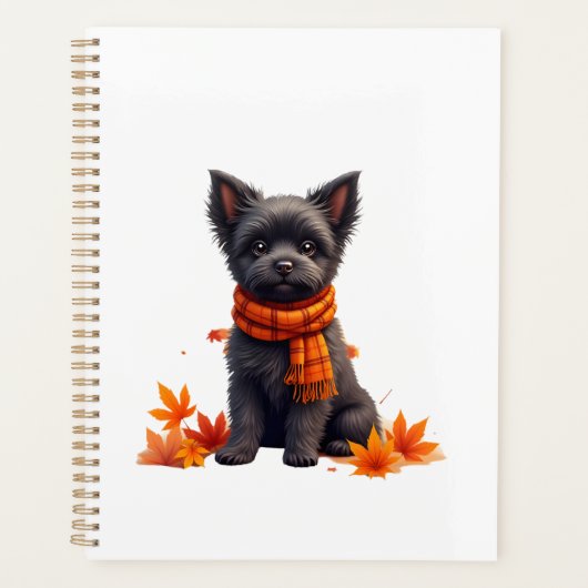 Affenpinscher With Heart Made Of Autumn Leaves Planner (Voorkant)