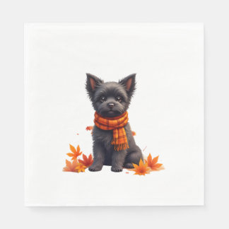 Affenpinscher With Heart Made Of Autumn Leaves Servet