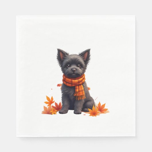 Affenpinscher With Heart Made Of Autumn Leaves Servet (Voorkant)
