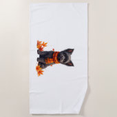 Affenpinscher With Heart Made Of Autumn Leaves Strandlaken (Voorkant)