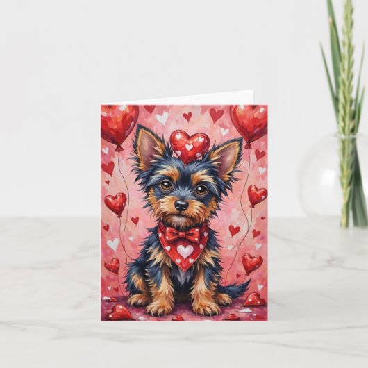 Affenpinscher with Red Hearts Valentine's Day Kaart (Voorkant)