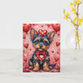 Affenpinscher with Red Hearts Valentine's Day Kaart (Gele Bloem)