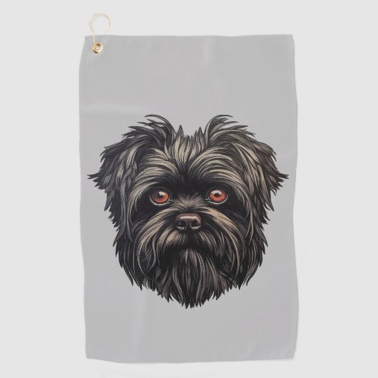 Affenpinscher Zwarte Hond Golfhanddoek (Voorkant)