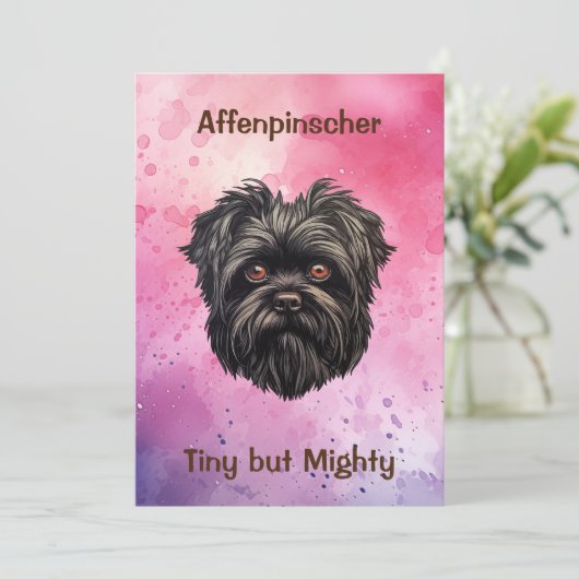 Affenpinscher Zwarte Hond Kaart (Staand voorkant)