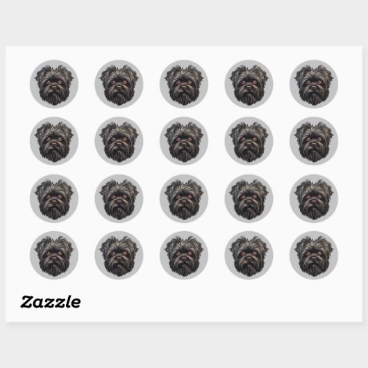 Affenpinscher Zwarte Hond Ronde Sticker (Vel)