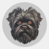 Affenpinscher Zwarte Hond Ronde Sticker (Voorkant)
