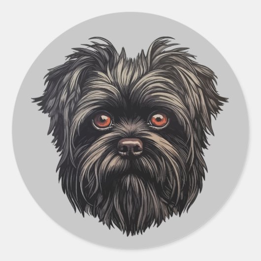 Affenpinscher Zwarte Hond Ronde Sticker (Voorkant)