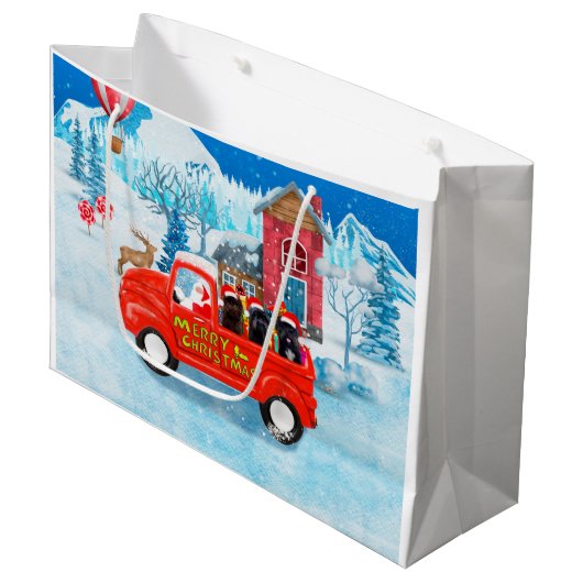 Affenpinschers Dog in kerst Delivery Truck Groot Cadeauzakje (Voorkant Gekanteld)