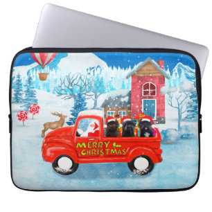Affenpinschers Dog in kerst Delivery Truck Laptop Sleeve