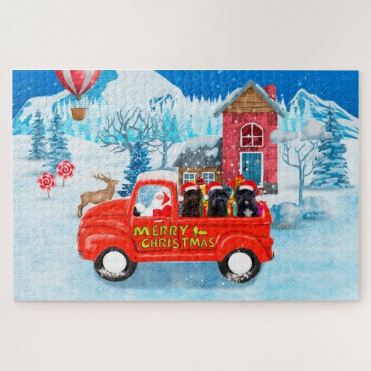 Affenpinschers Dog in kerst Delivery Truck Legpuzzel (Horizontaal)
